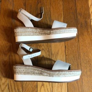 White/tan lucky brand platform sandals